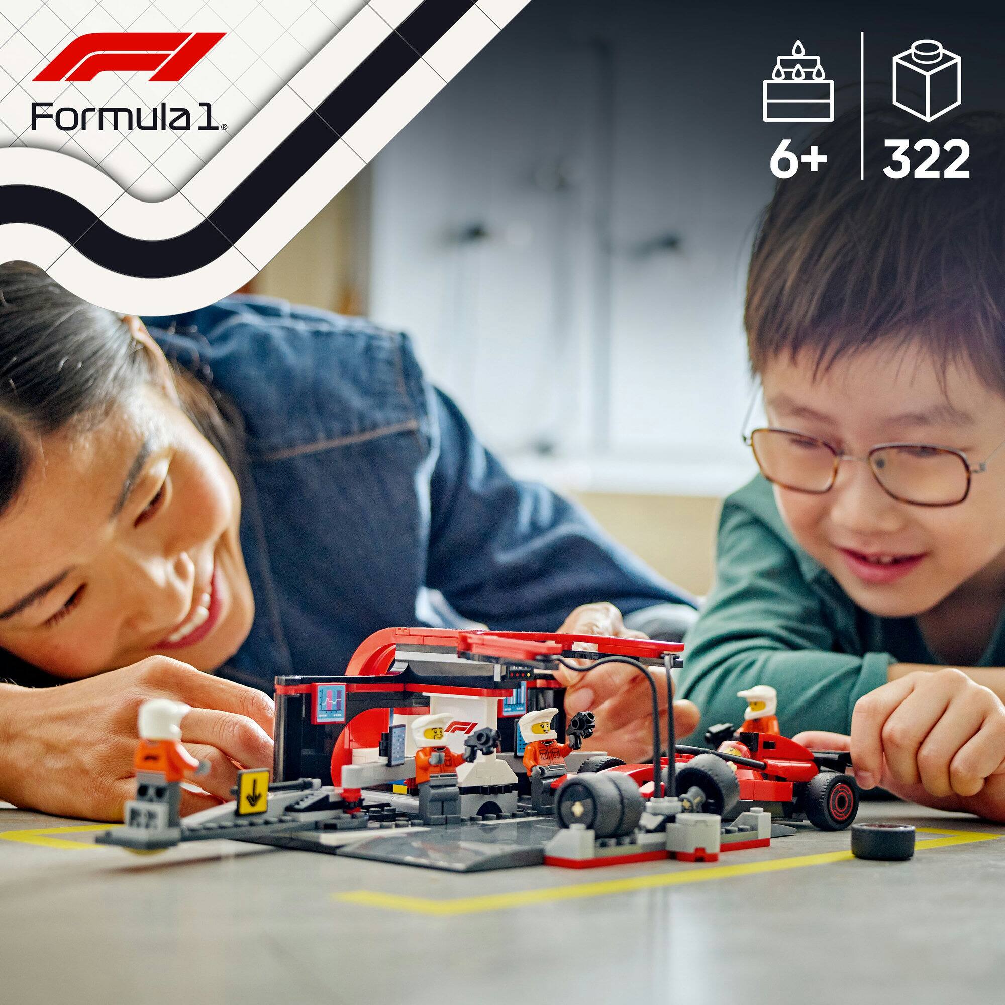 LEGO® City F1® Pit Stop & Pit Crew with Ferrari Car Racing Vehicle Toy 60443